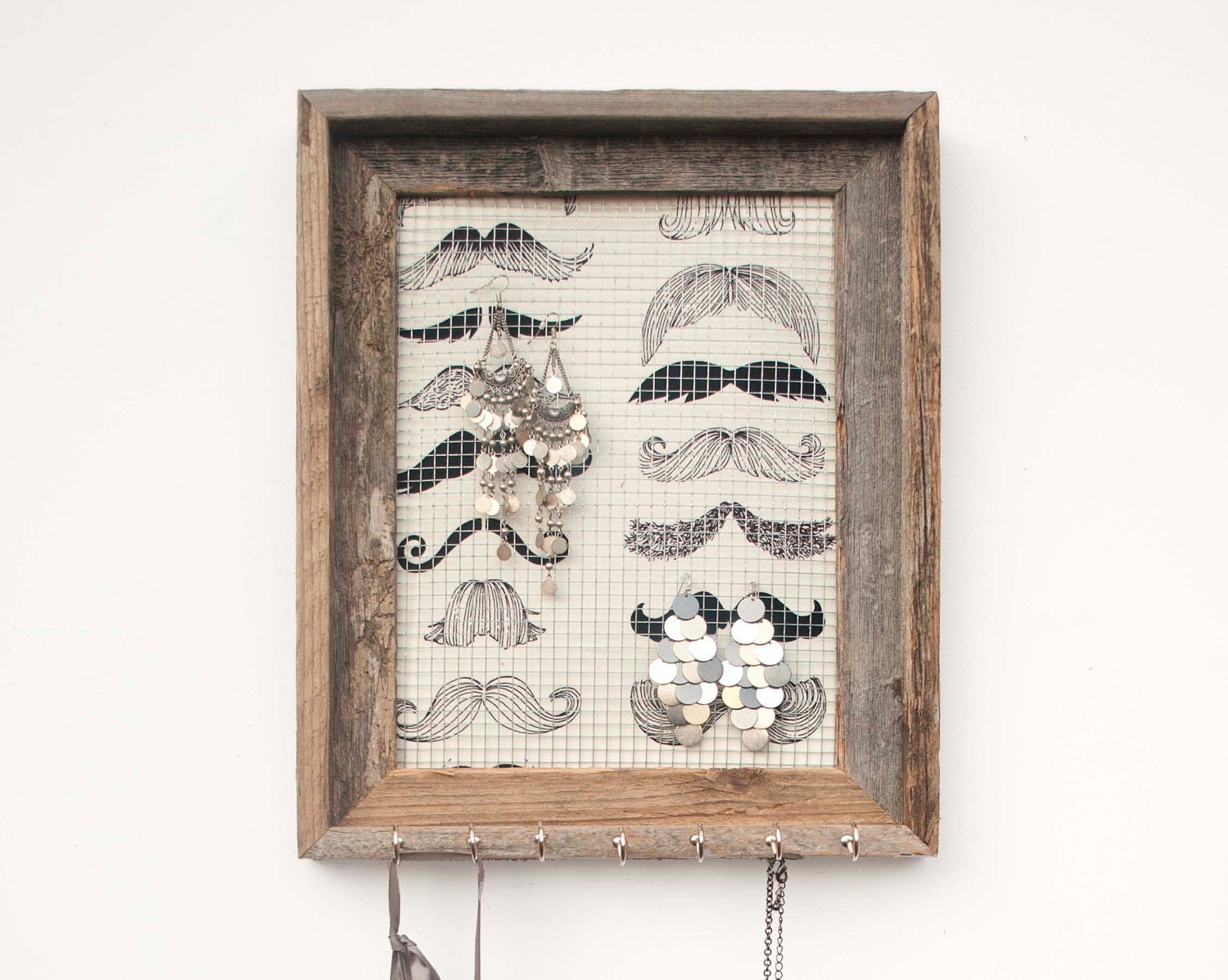 Mustache Jewelry Holder - Black & White - 9 x 12
