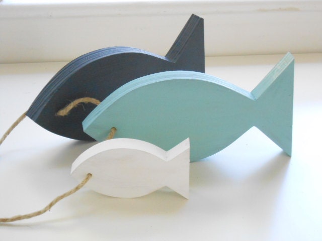 Nautical Home Decor - Wooden fish decor for home, nursery