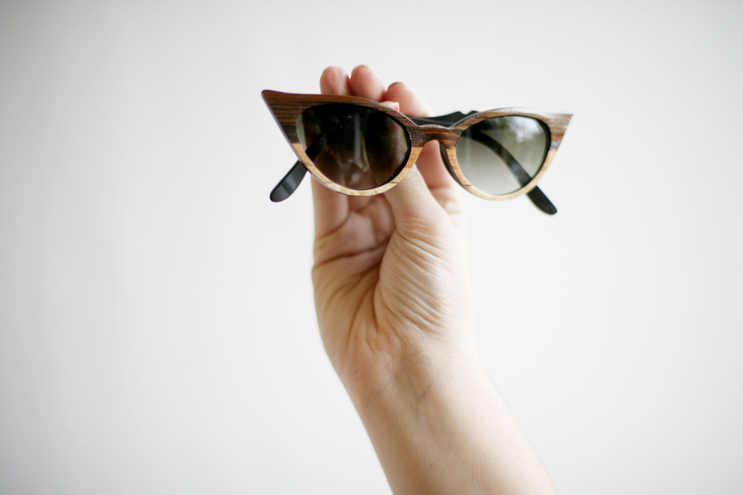 The Original Wood Veneer Sunglasses - Ombre Wood Veneer Cateye - Womens Fade Sunglasses