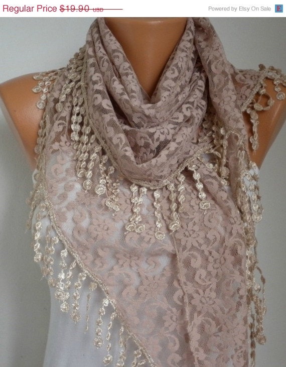 BIG SALE Lace Scarf -  Shawl Scarf Women Scarves Cowl Scarf Bridesmaid Gift - fatwoman