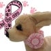 Girl Dog Collar 'Fight like a Girl' - Checked Pink Ribbon Awareness Fabric on Soft, Stretchable Elastic w/YoYo & Bottlecap Accent - XS,S,M,L