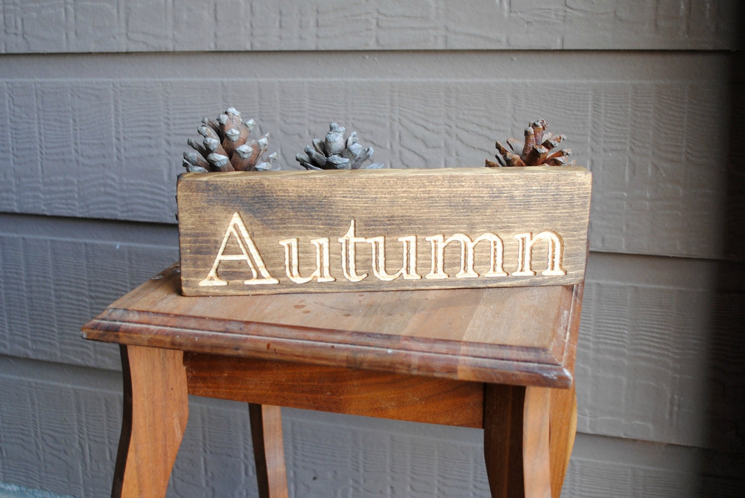 Autumn Carved Wood Sign - Reclaimed Wood