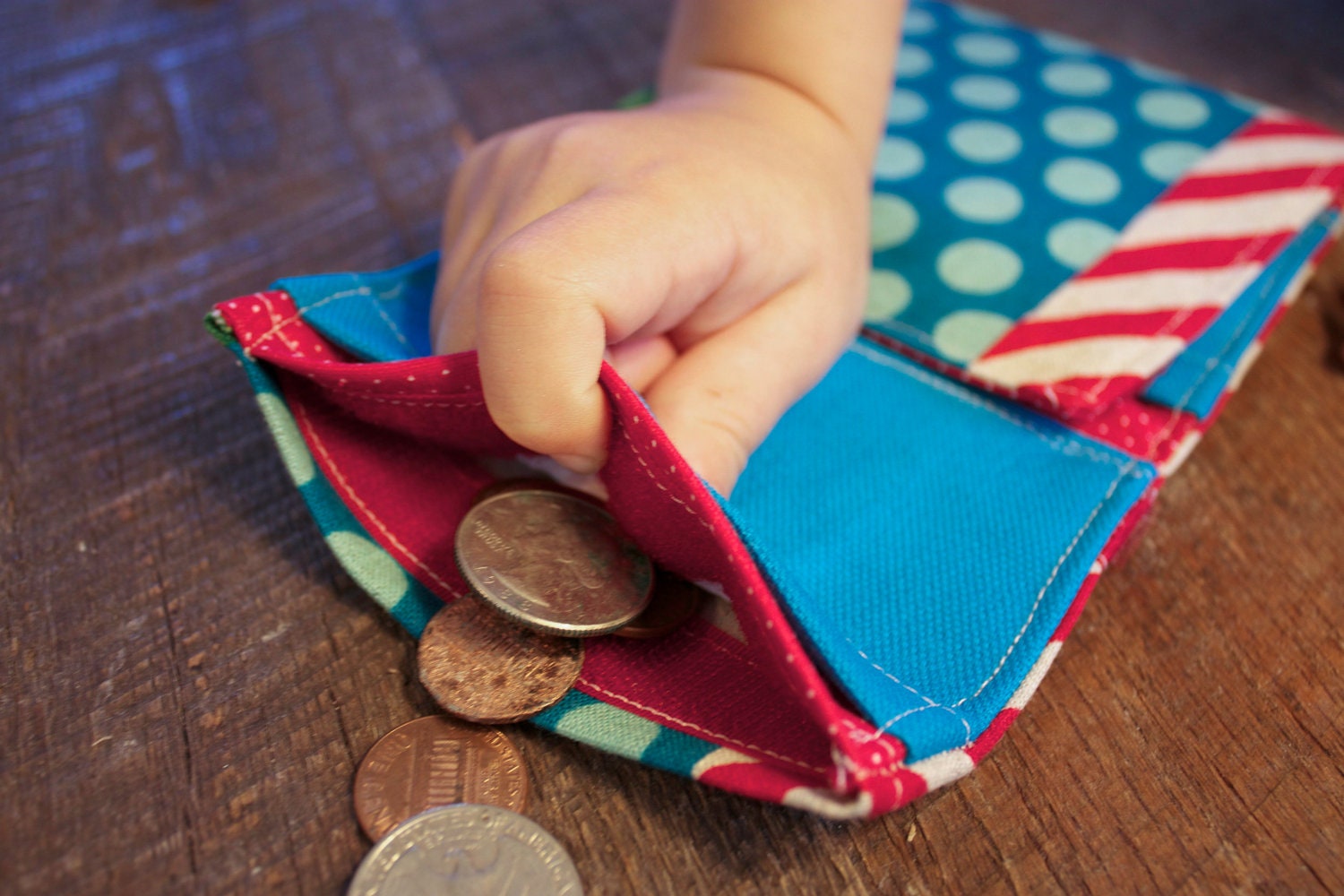 Miss Money Bags Kids Dots and Stripes Spend Save Give Wallet