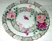 Nippon Unmarked Plate With Hand Painted Roses & Gold Trim Ornate Victorian Antique SALE
