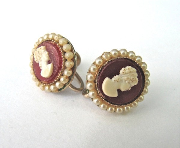 Vintage Cameo Earrings by Coro