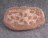 Belguim Made Vintage Cream Colored Beaded Clutch Purse