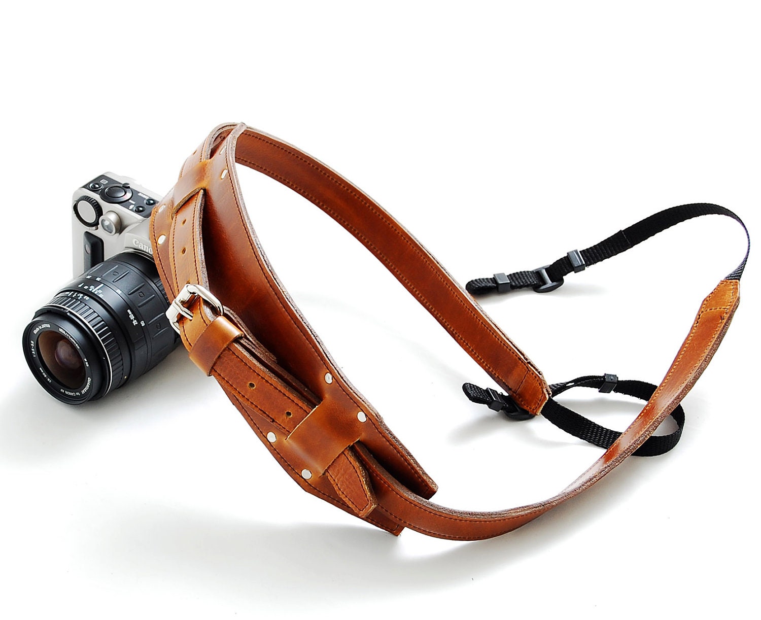 Camera strap -  New rugged dslr camera strap on Etsy - All leather camera strap for DSLR camera  -  Tan