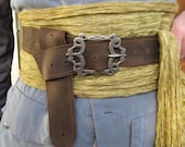 Leather Pirate Belt - Fits All Sizes - TreasureCast Inc. Buckle - Dark Brown, Weathered/distressed - SCA LARP Cosplay Reenactment
