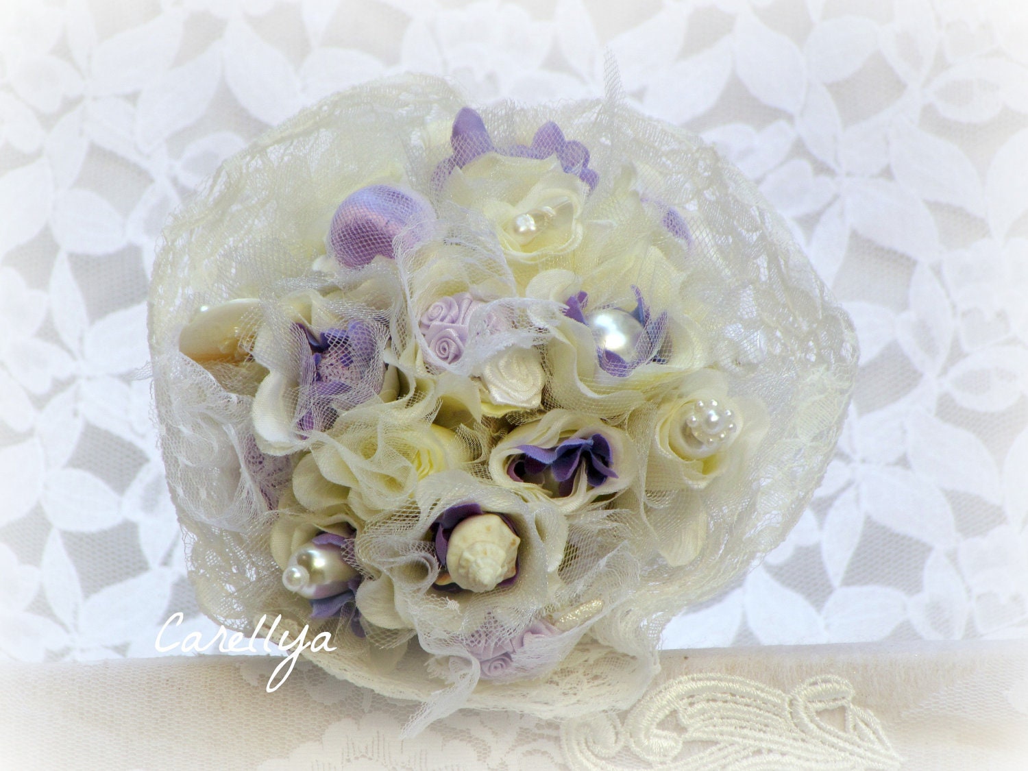Purple Fabric Bouquet, Lavender Fabric Flower Wedding Bouquet, Lilac Bouquets