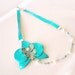 Leather Orchid Necklace Turquoise Blue Orchid Swarovski Pearl Beaded Necklace Leather Jewelry