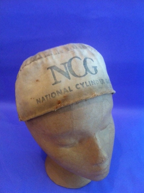 1950s Welding Hat National Cylinder Gas Cotton
