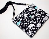 Ready to Ship Fabric iPad Case, iPad 1,2, or 3 iPad Bag, iPad Purses, iPad Case with Strap, Sleeve, Pouch, Purse, Cover-Silhouette Teal