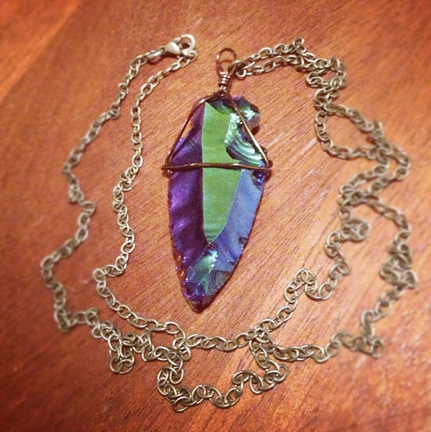 CALYPSO rainbow titanium obsidian arrowhead necklace
