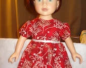 Holiday dress in red with white and black holly print for American Girl Dolls - ag112