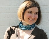 Knitted Necklace - "Ocean Bliss" Color - Knitted Infinity Necklace in Shades of Blue