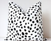 Spotted Black & White Decorative Designer Pillow Cover 18" Accent Throw Cushion polka dots spots gray Animal print togo bw