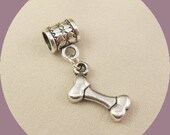 4pc Silver Bone Charms with Bails Pendants Fit European Charm Bracelets Handmade Jewelry