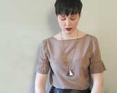 Triangle Jewelry - Black Porcelain Silver Gilded Triangle Pendant Necklace