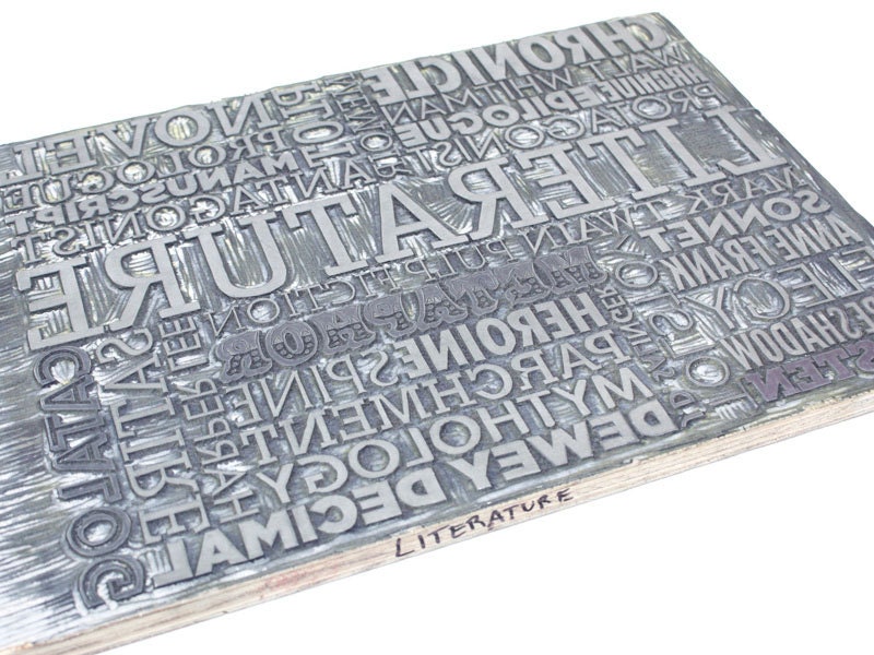 Literature typographic linocut poster
