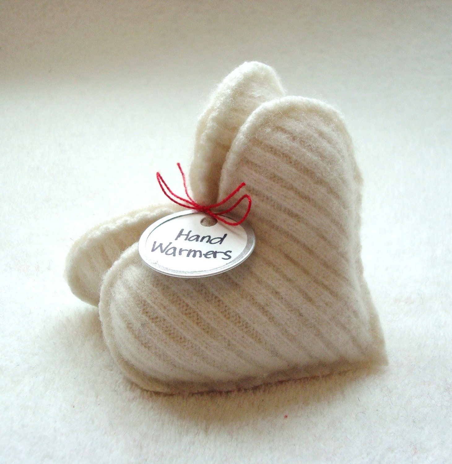 Pocket Hand Warmers VANILLA CREAM Heart Handwarmers Cashmere Heart Handwarmers