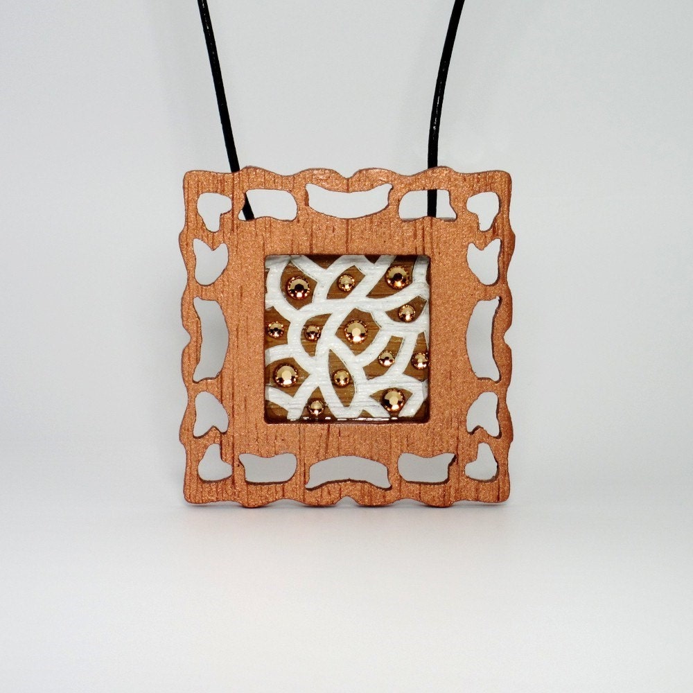 Laser Engraved Art Picture Pendant Necklace - Organic Cell Series