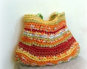 Rag crochet bag - nature scene - gorgeous autumn colors large fabric bag