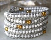 24k Gold Plated Skull and Stone Wrap Chan Luu style