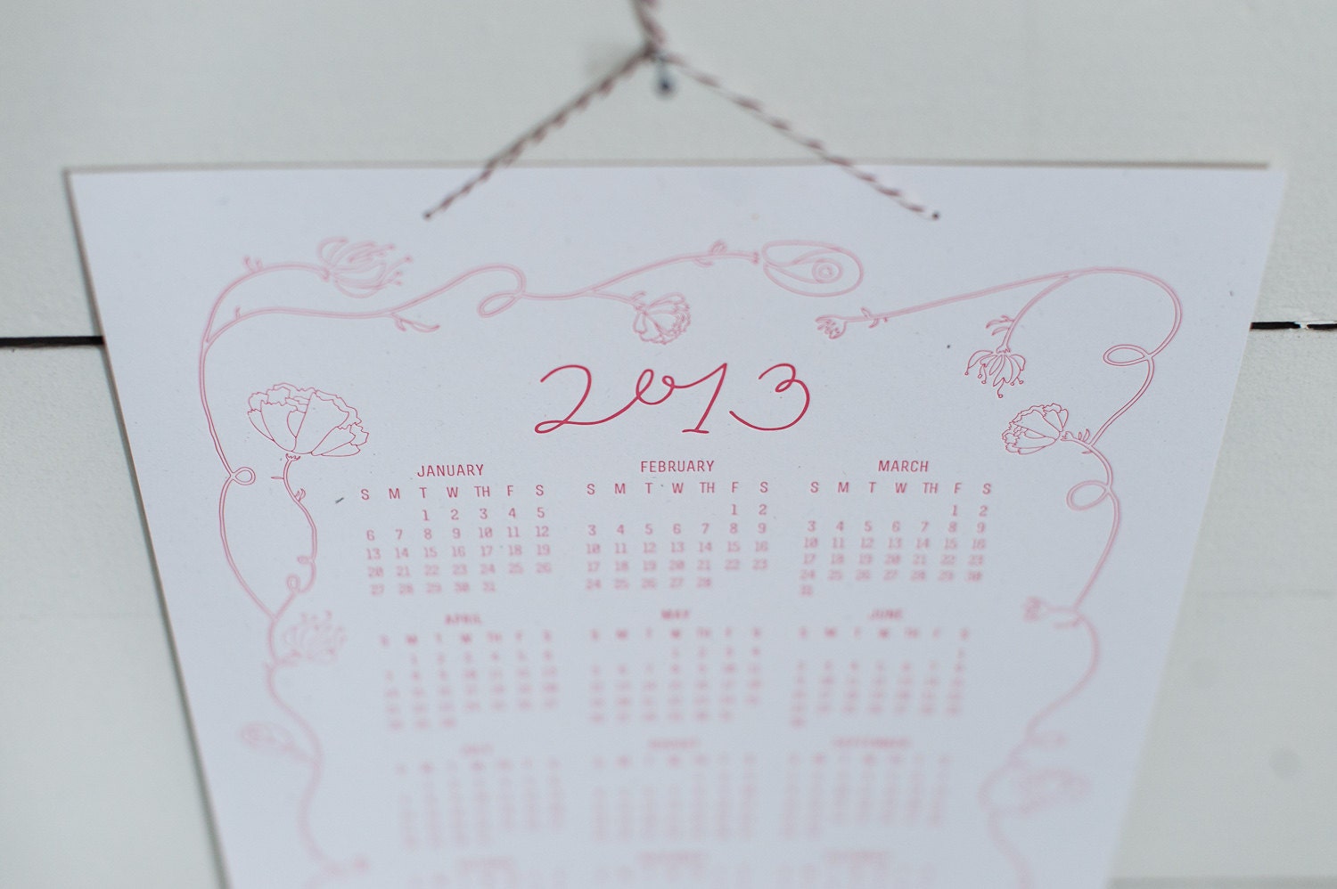 the Bennet 2013, letterpress wall calendar (WHITE & POPPY)