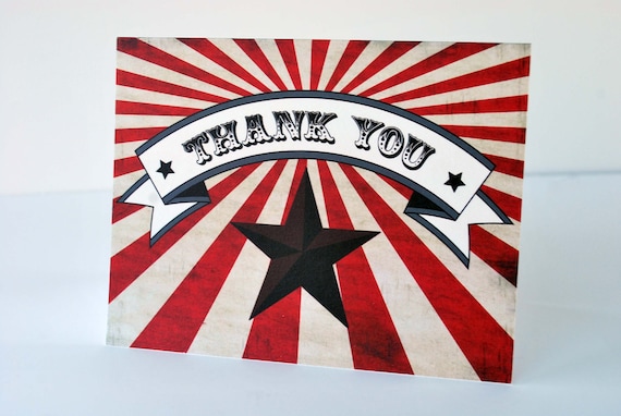 Carnival Thank You Card, Circus Thank You Cars, Note Card Set