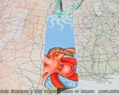 Summery Blue Orange Crystal Octopus Bookmark