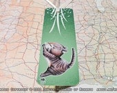 Adorable Stretching Chibi Tabby Cat Bookmark