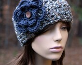 Headband with Flower and Vintage Buttons