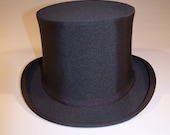 Excellent Condition Men's Black Grosgrain Silk Top Hat from Croll & Keck, Reading PA. c. 1920's
