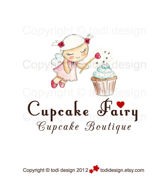 SALE OOAK Character illustrated Premade Cupcake Fairy Logo design - Will not be resold Il_570xn
