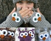 Design Your Own Fingerless Owl Gloves with Acrylic Yarn and Safety Eyes in Woman's size Regular or Large