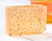 Guavaberry and Goji berry bar soap - Hand made soap - green and pink bar with poppy seeds- set bath and beauty