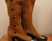 Vintage 1960s 1970s Boots Suede and Patent Leather