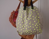 Neon Yellow Spot Linen Tote Bag