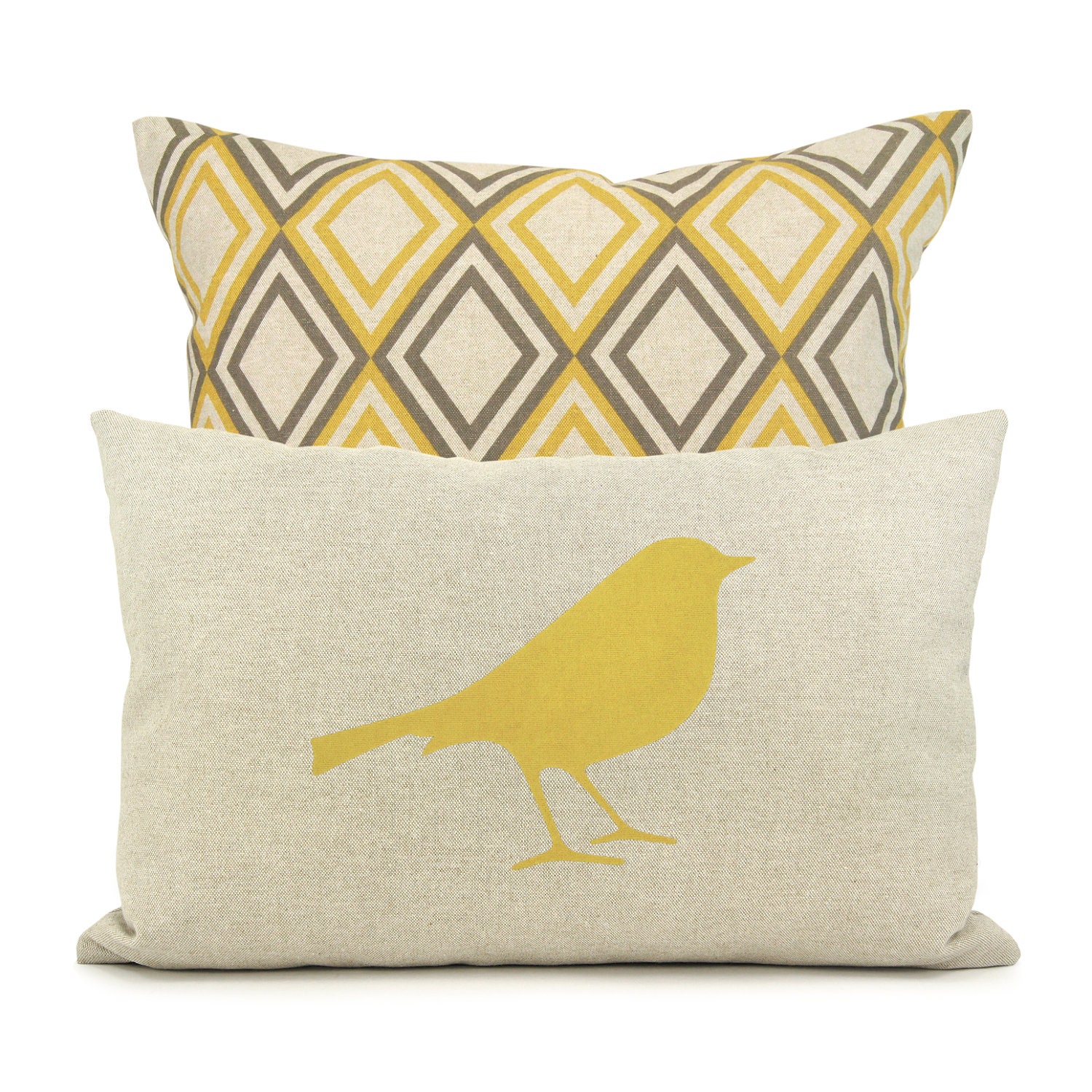 Gray and yellow pillow covers, Geometric pillow, Modern home decor - 20x20 Diamond print pillow cover, 20x20 decorative pillow cover
