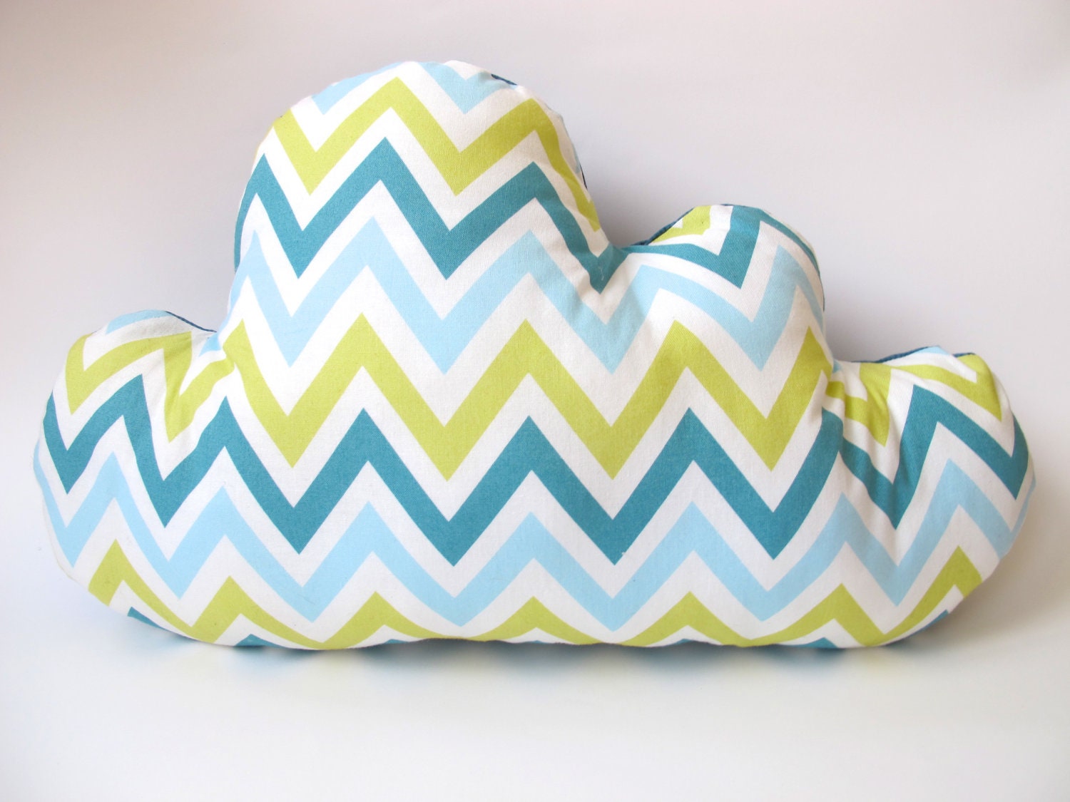 Cloud Pillow - Bohemian Chevron by Annette Tatum - Lime Green, Turquoise, Blue and White - Nursery Decor