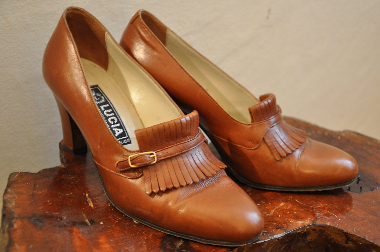 70s Lucia Fringed Loafer Heels