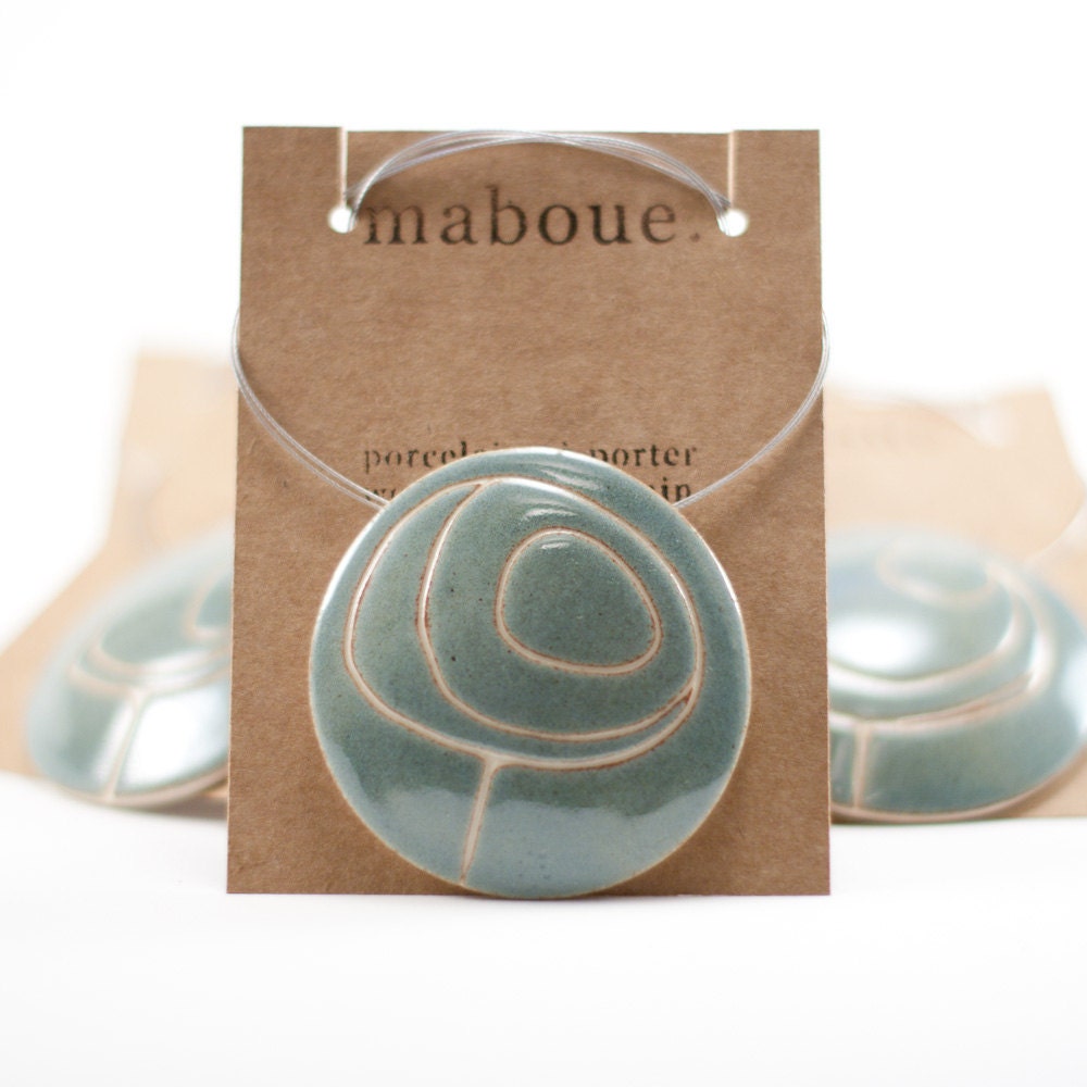 Growing On You in Sage - Round Porcelain necklace