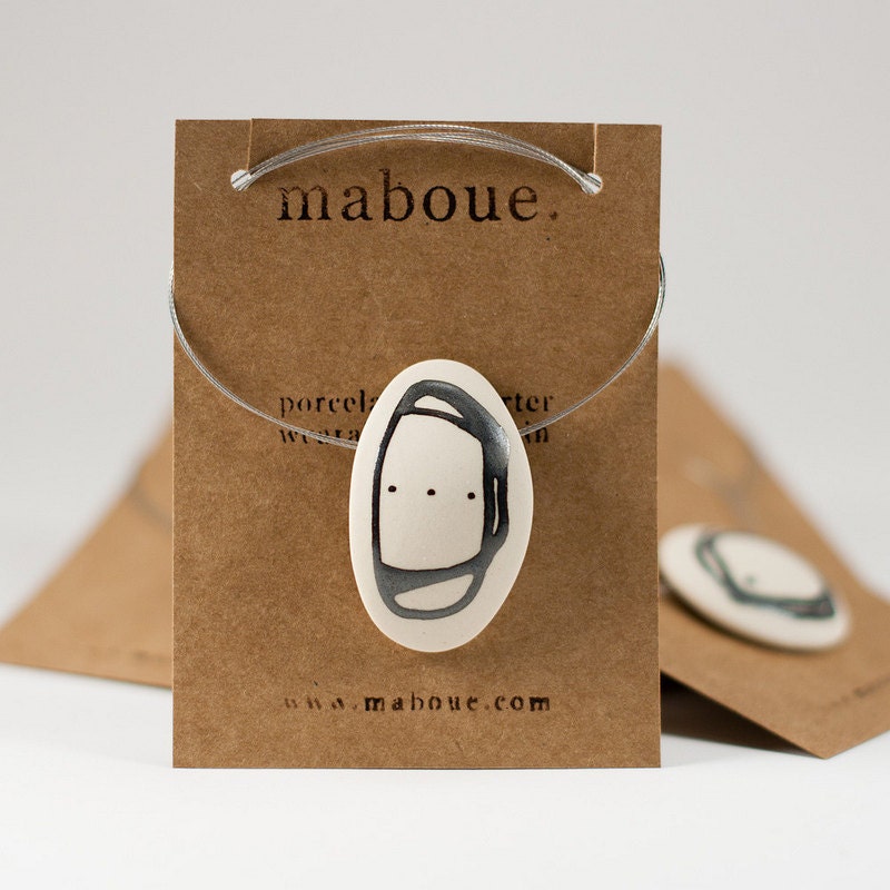 Draw me a Poem - Oval Porcelain necklace