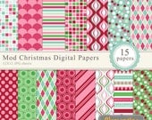 40% OFF SALE -Mod Christmas digital paper 12x12, digital scrapbooking paper, royalty free- Instant Download Il_170x135