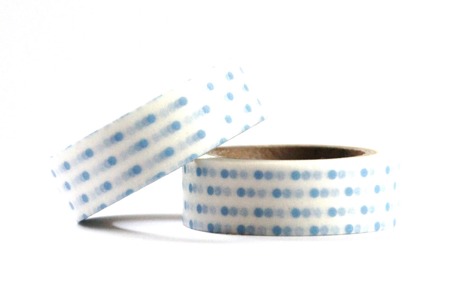 1 Roll of Sky Blue and White Polka Dots on White Masking Tape / Japanese Washi Tape (.60 inches x 33 feet)