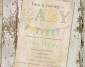 baby shower invitations gender neutral baby shower invite, shabby chic style, DIY PRINTABLE (item 145)