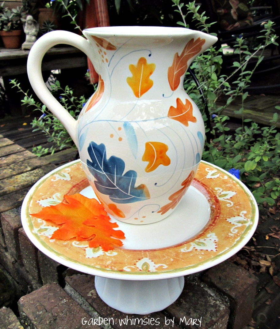 Garden Totem Water Pitcher Centerpiece - As Featured In Flea Market Gardens Magazine
