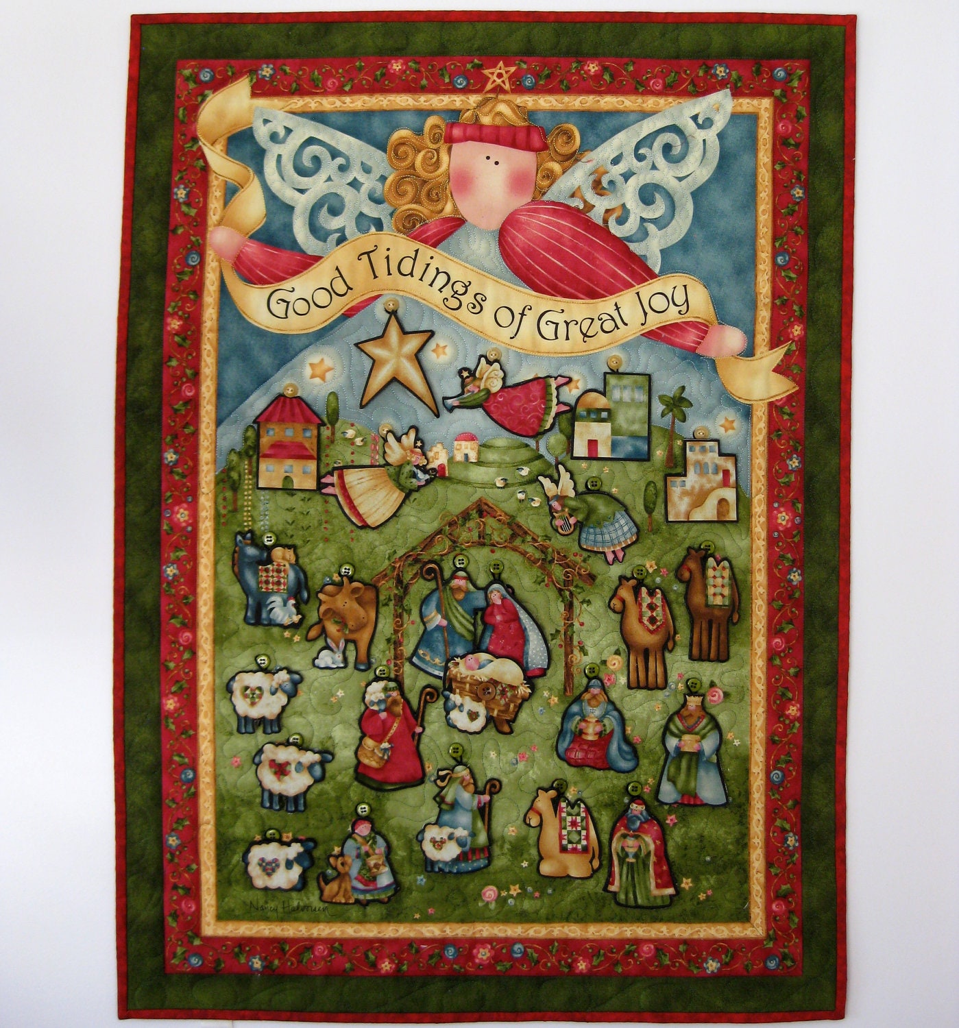 Advent Calendar Quilted  Angel  Nativity Wall Hanging Religious