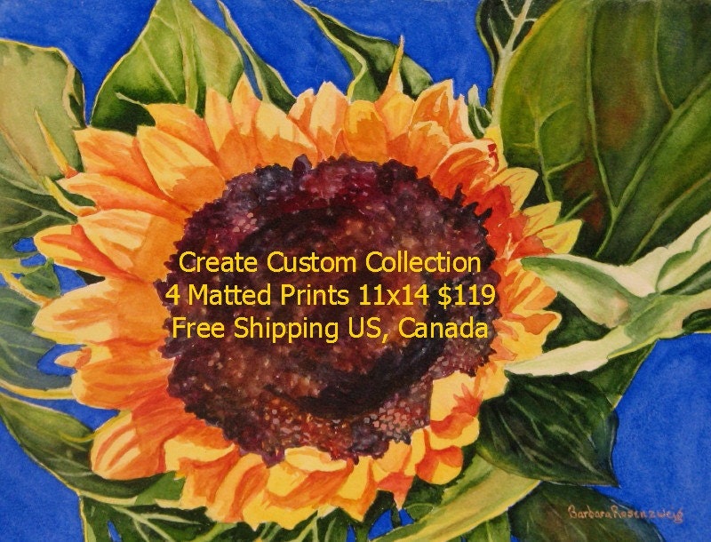 Sale 4 Art Prints Offer Discount, Mix Match, 11x14, Holiday, Birthday Beach Floral Gift, Reproduction of Originals