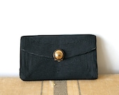 Vintage Clutch. 60s Black Corded Evening Bag. Cord Clutch with Change Purse.